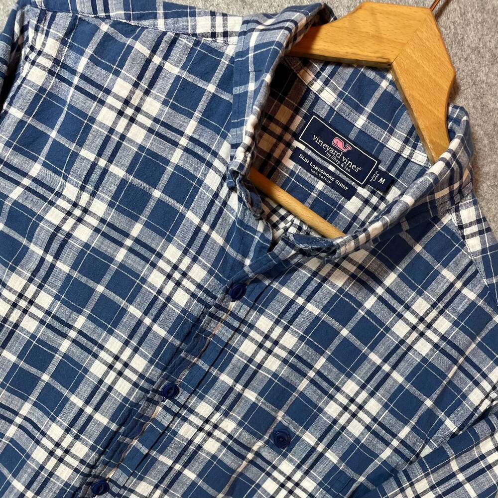 Vineyard Vines‎ Slim Longshore Shirt Blue and White Plaid